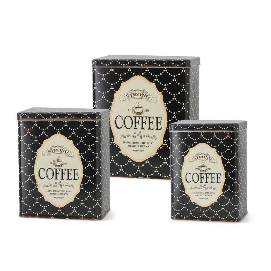 Black & White Vintage Coffee Tin - Set of 3