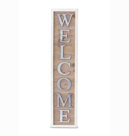 35.25 Inch Vertical Wood Sign with Tin "Welcome"