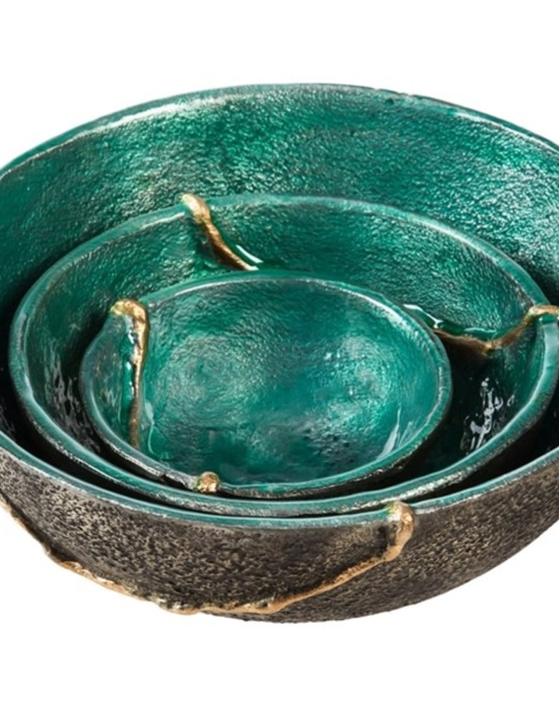 Teal Decorative Enamel Bowl, Set of 3 Down South, Inc.