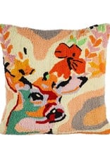 Jardin Deer Hooked Indoor/Outdoor Pillow, 18"x18"