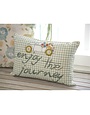 "Enjoy the Journey" White & Blue Stripes Lumbar Pillow