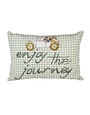 "Enjoy the Journey" White & Blue Stripes Lumbar Pillow
