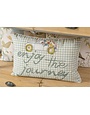 "Enjoy the Journey" White & Blue Stripes Lumbar Pillow