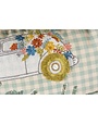"Enjoy the Journey" White & Blue Stripes Lumbar Pillow