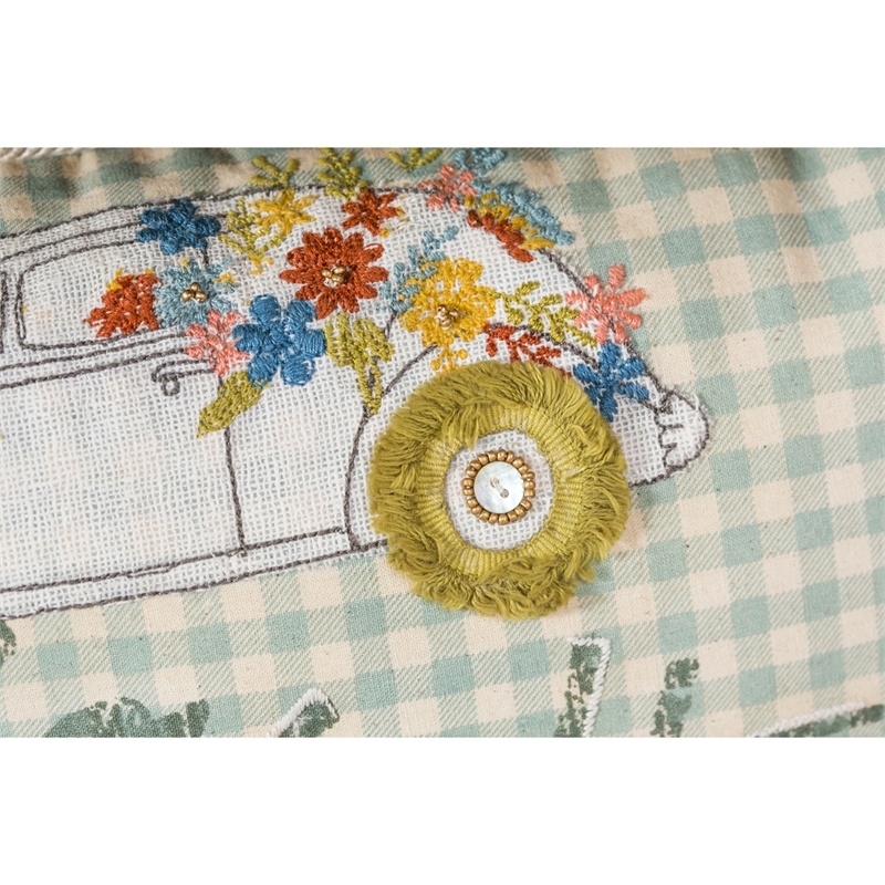 "Enjoy the Journey" White & Blue Stripes Lumbar Pillow