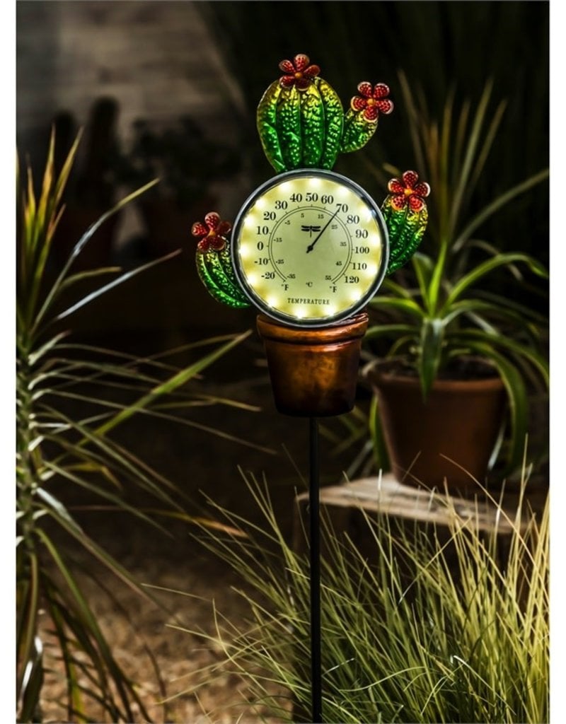 47" Solar Cactus Thermometer w/Stake