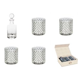 Evergreen Enterprises Glass Whiskey Five Piece Set, Diamond Pattern