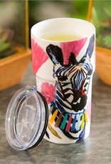 13 oz. Double Wall Ceramic Cup w/Lid - Safari Brush