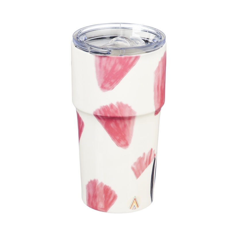 13 oz. Double Wall Ceramic Cup w/Lid - Safari Brush