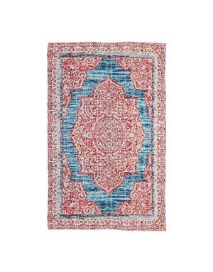Red with Turquoise Digitally-Printed Indoor/Outdoor Rug, 4'x6'
