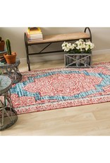 Red with Turquoise Digitally-Printed Indoor/Outdoor Rug, 4'x6'