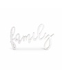 23 Inch White Wooden FAMILY Cursive Wall Hanger 14"H x 23"W x 1.5"D