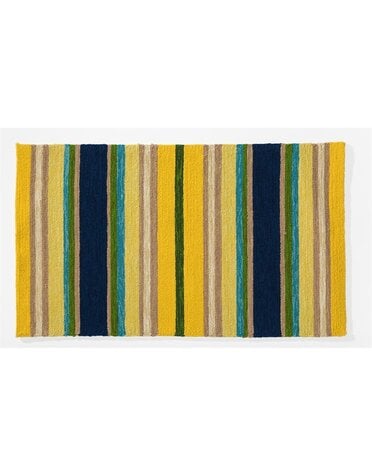 Indoor/Outdoor Hooked Rug, Yellow Striped 42"x24"