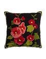 Indoor/Outdoor Hooked Pillow, Hollyhock 18"x18"