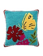 Indoor/Outdoor Hooked Pillow, Butterfly 18"x18''