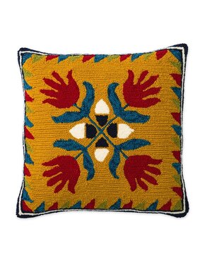 Indoor/Outdoor Hooked Pillow, Ansley Applique 18"x18"