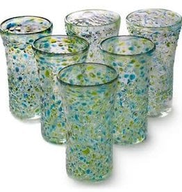 Lily Glass - Del Mar (Turquoise/Lemon Green Pebble) 14oz