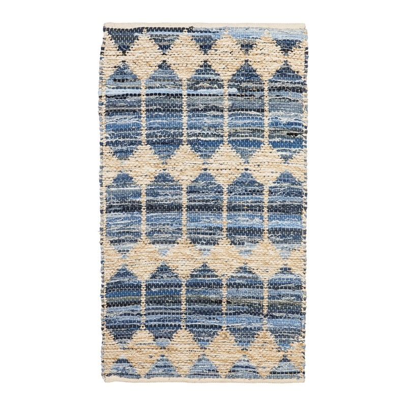 Hand Woven Jute and Cotton and Chindi Rug 3'x5'