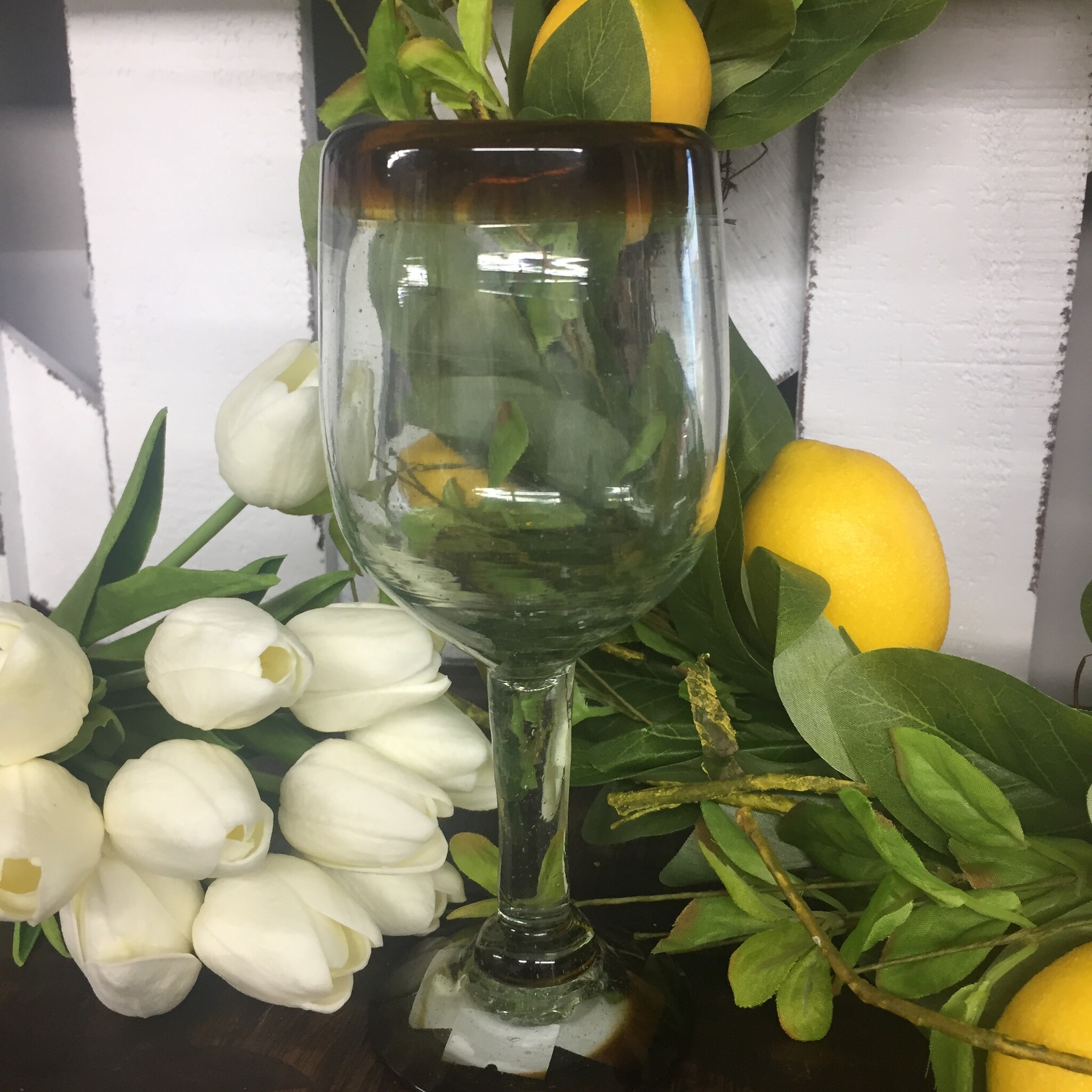 Tulip Wine-Amber Rim 11oz