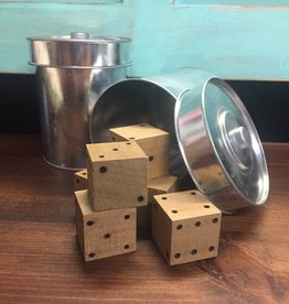 Wooden Dice with Storage Tin