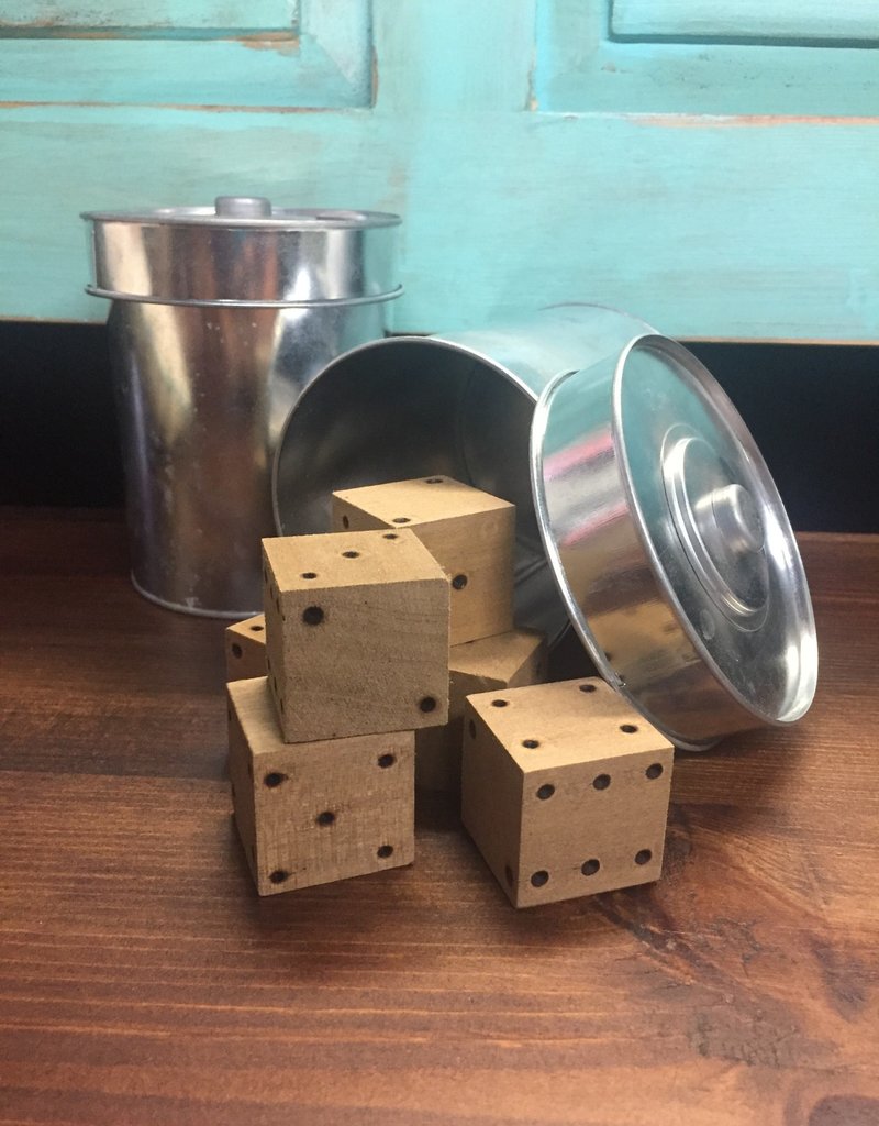 Wooden Dice with Storage Tin