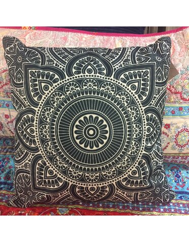 18"x18" Linen Geometric Pillow - Black