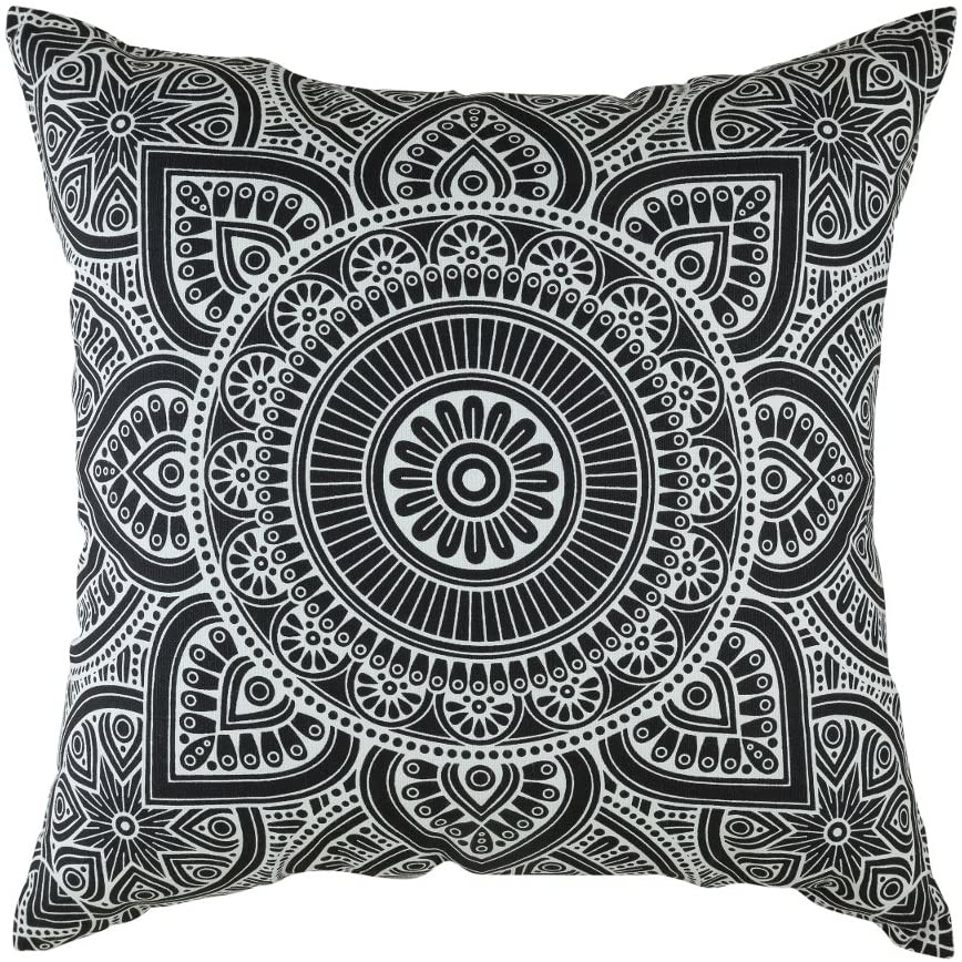 18"x18" Linen Geometric Pillow - Black