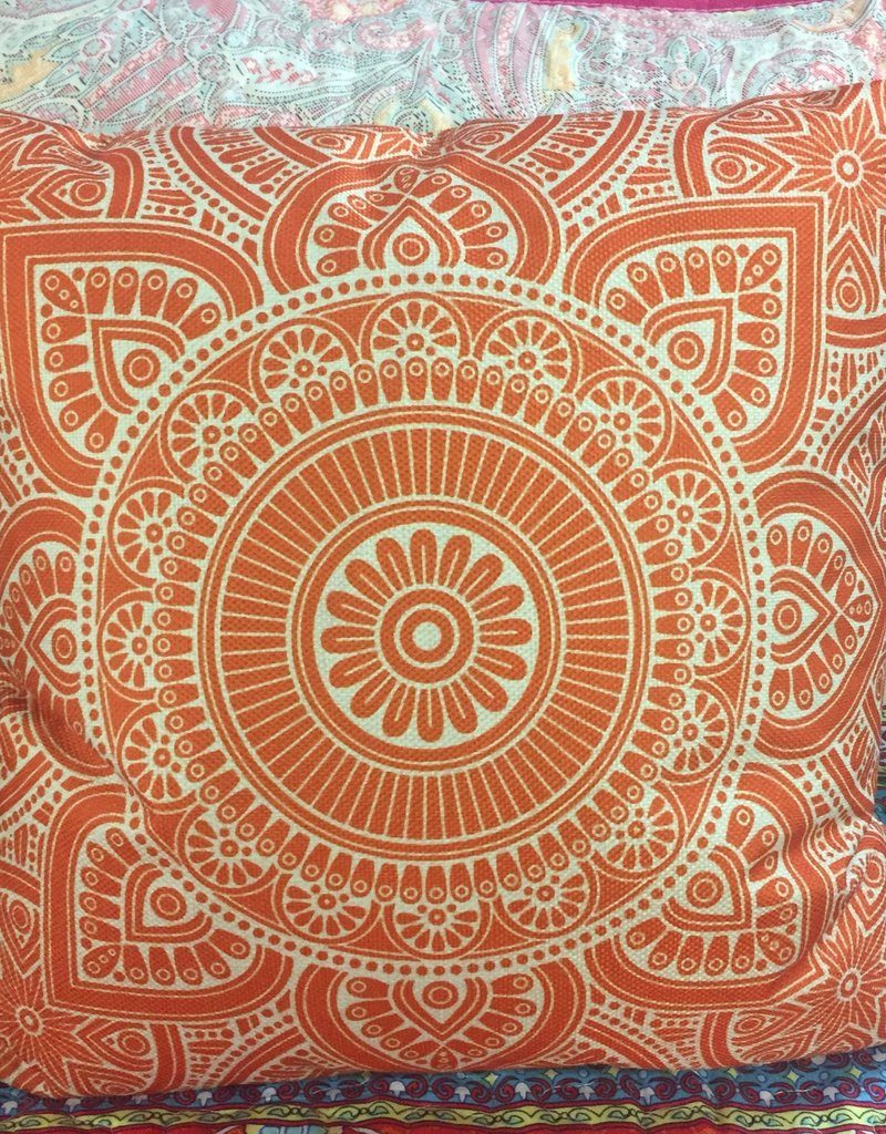 18"x18" Linen Geometric Pillow - Orange