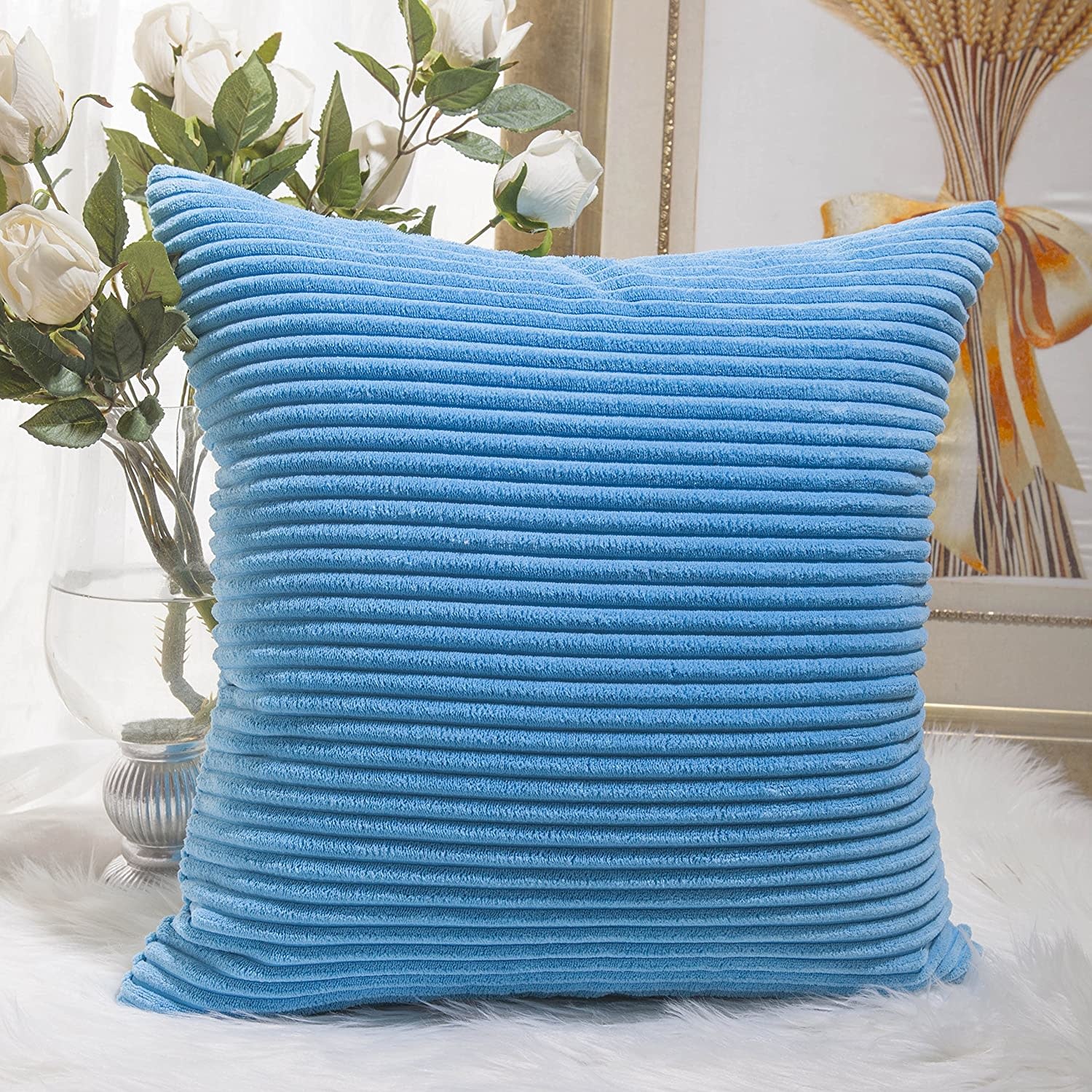 Corduroy Pillow 26" x 26" - Turquoise