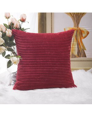 Corduroy Pillow 26" x 26" - Dark Red