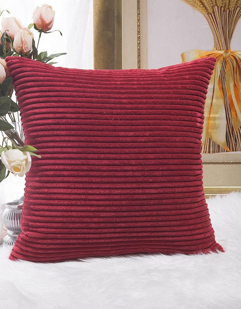 Corduroy Pillow 26" x 26" - Dark Red