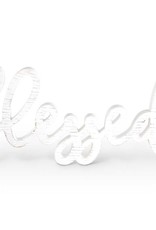 26' White Wooden "Blessed" Cursive Wall Hanger