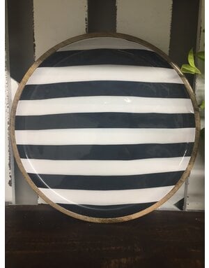 Wooden Black and White Plate Large