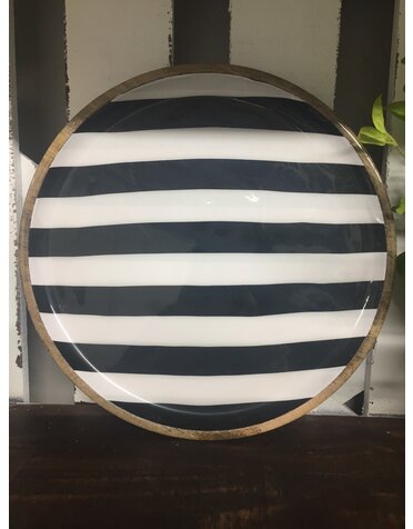 Wooden Black and White Plate Large