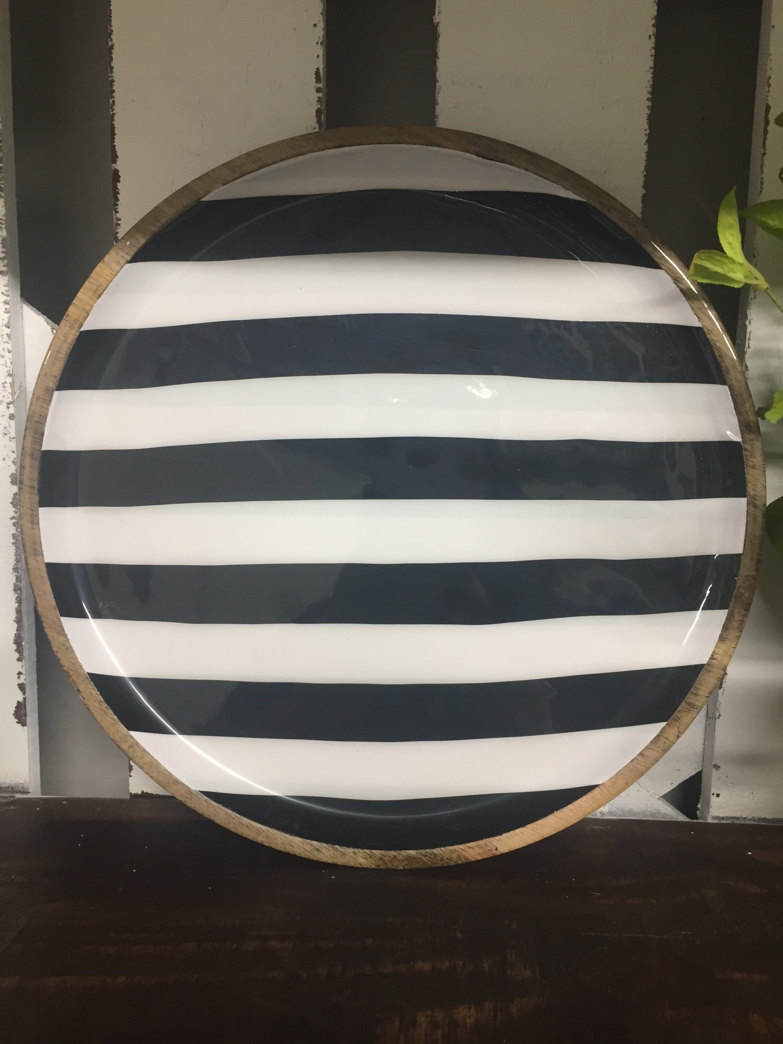 Wooden Black and White Plate Large