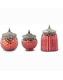 Set of 3 Red Mercury Glass Lidded Jar