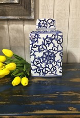 Blue and White Porcelain Canister w/Lid LG