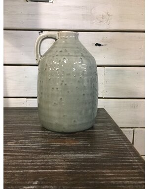 Ceramic Gray Jug With Handle 9.5"