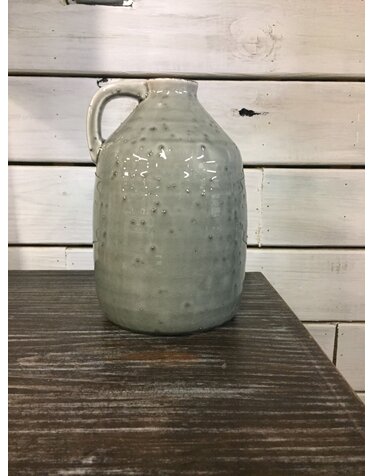 Ceramic Gray Jug With Handle 9.5"