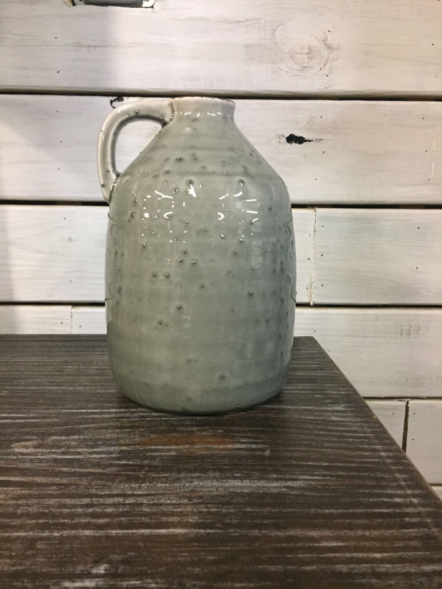 Ceramic Gray Jug With Handle 9.5"