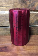 10 Inch  Red Mercury Glass Fluted Vase