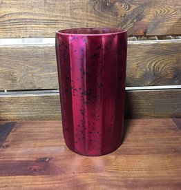 10 Inch  Red Mercury Glass Fluted Vase