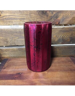10 Inch  Red Mercury Glass Fluted Vase