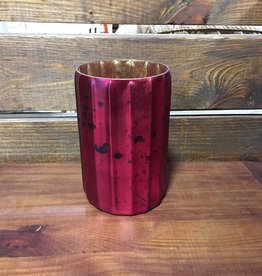 8.25 Inch  Red Mercury Glass Fluted Vase