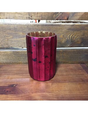 8.25 Inch  Red Mercury Glass Fluted Vase