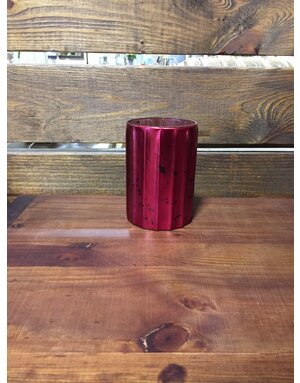 6 Inch Red Mercury Glass Fluted Vase