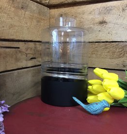 10" Clear Glass Vase w/ Black Bottom and Tapered Neck