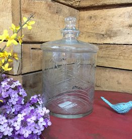 10.5" Clear Glass Etched Lidded Container