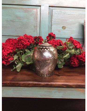 7.5 inch Vintage Mercury Glass LED Jar Lantern