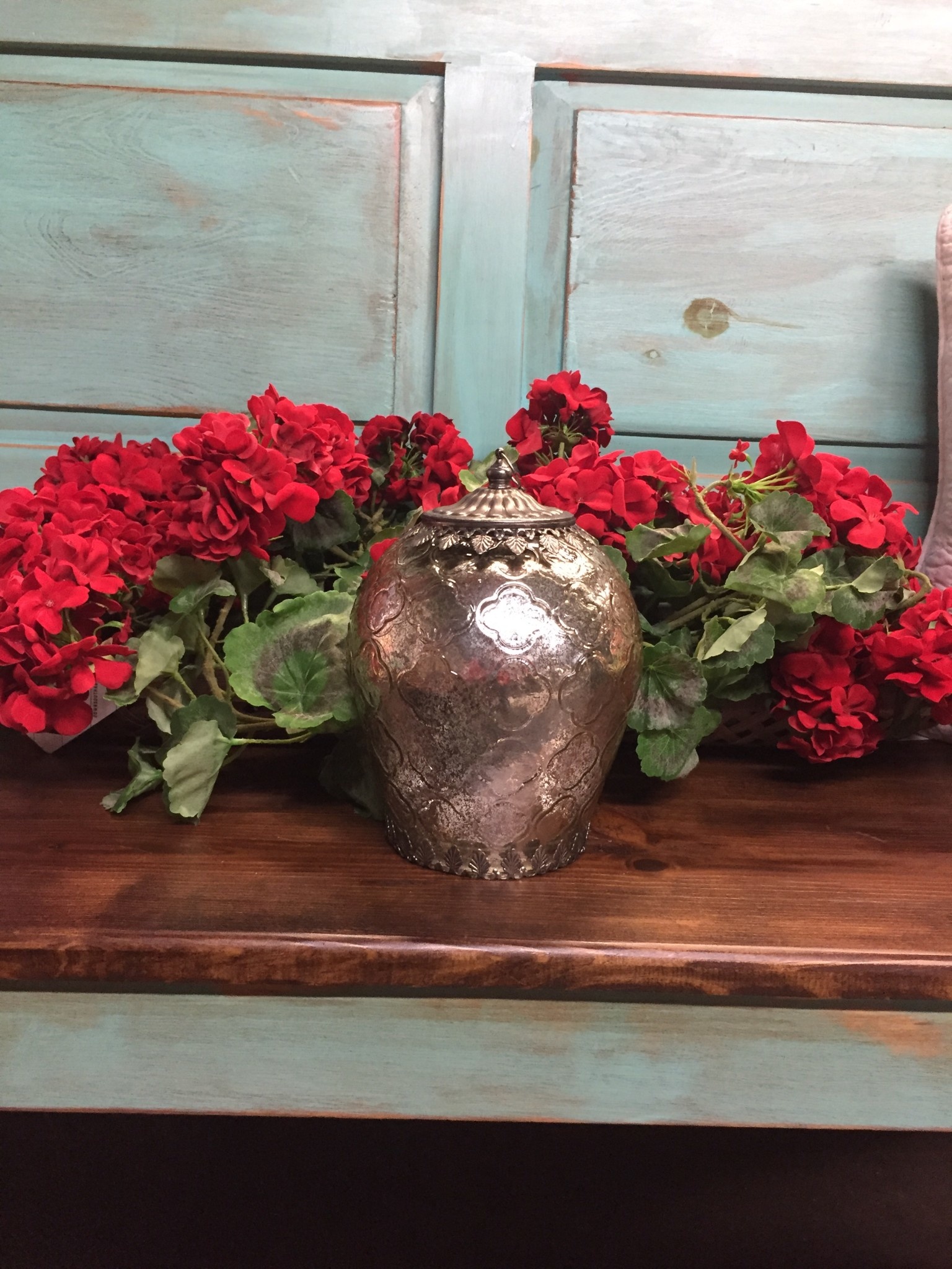 7.5 inch Vintage Mercury Glass LED Jar Lantern